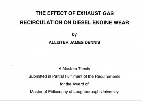 Докладніше про "The Effect of EGR on Diesel Engine Wear, A. J. Dennis, C. P. Garner and D. H. C. Taylor, SAE paper, 1999-01-0839"